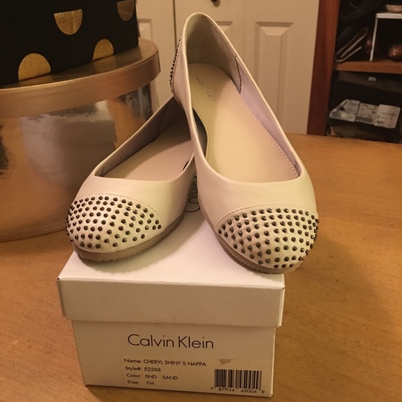 Calvin Klein Shoes - Calvin Klein Cheryl Sand Mini Stud Flat Shoes 7 M